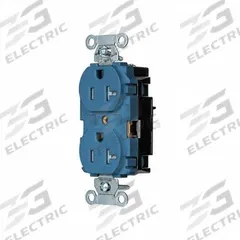 HUBBELL Receptacle: Duplex, 5-20, Blue, 125V AC, 20 A, 2 Pole / 3 Wire (MPN BR20STBLTR)