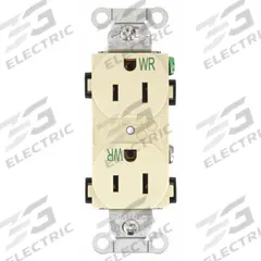BRYANT Receptacle: Duplex, 5-15, Ivory, 125V AC, 15 A, 2 Pole / 3 Wire (MPN CBRS15IWR)