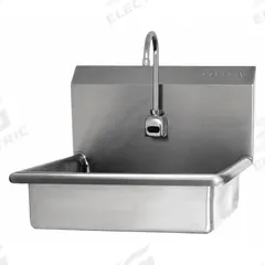 SANI-LAV Hand Sink: 1 Stations, 5 in Bowl Dp, 22 in Bowl Lg, 12 1/2 in Bowl Wd, Faucet Included (MPN 5A4B-0.5). Key specifications — Includes Side Splash: Side Splash Not Included; Series: Stainless Steel Hand Wash Sink; Brand: SANI-LAV; Power Source: Battery Powered.
