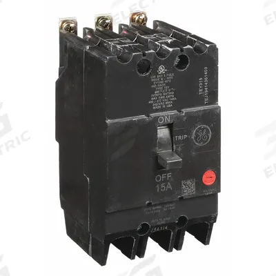 GE Molded Case Circuit Breaker: 15 A Amps, 14kA at 277/480V AC, Fixed, Lug - TEY-Frame GE Molded Case Circuit Breakers