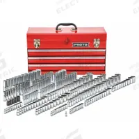 PROTO Socket Set: 1/4 in, 3/8 in, 1/2 in Drive, 205 Piece, 12-Point/6-Point, Metric/SAE (MPN J47216-1). Key specifications — attr1224269: 1/4 in, 3/8 in, 1/2 in; attr1204685: Tether Ready; attr1204650: 5/32 in to 1-1/2 in; attr1204673: Socket Bits Not Included; attr1204688: PROTO; attr1206170: Standard Sockets.