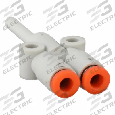 SMC Push-Fit Wye Fitting: 1/8 in OD x 1/8 in OD x 1/8 in OD Size, Polybutylene Terephthalate - Polybutylene & Brass Tube Fittings