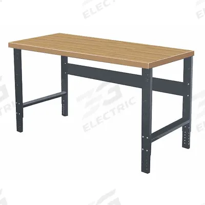 HALLOWELL Workbench: Adj Ht, 60 in x 30 in, Black, Stringer - Hardwood-Top Workbenches