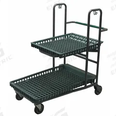 R.W. ROGERS Utility Cart: 600 lb, 2 Shelves, 37 in L x 22 in W Self, Flat, (2) Rigid/(2) Swivel (MPN RWR-PRE-850G). Key specifications — Brand: R.W. ROGERS; Caster/Wheel Configuration: (2) Swivel.