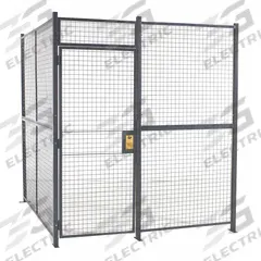 WIRECRAFTERS Partition Cage: 8 ft W x 8 ft D 8 ft H, Gray, 2 Sides, Enamel, Without Ceiling Panel (MPN 882). Key specifications — attr1283235: Yes; attr1283272: WIRECRAFTERS; attr1283268: Complete Wire Security Cages; attr1283246: Keyed Different Cylinder; attr1283240: In; attr1283243: Yes; attr1283245: Hinged; attr1283254: No.