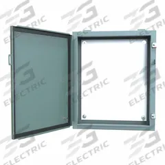 HAMMOND Electrical Enclosure: Steel, 24 in x 20 in, NEMA 12/13, w/Panel, Solid Cover, Hinged, Wall (MPN 1418E6). Key specifications — Brand: HAMMOND; Closure Method: Clamps; Knockouts: Not Included.