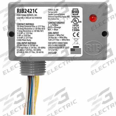 RIB Enclosed Pre-Wired Relay: 10 A Rating, SPDT - General Purpose Power Relays