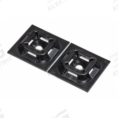 PANDUIT Cable Tie Mounting Base: 0.2 in Slot Wd, 0.06 in Slot Ht, Black, 1 in Wd - Adhesive Mount Cable Tie Bases
