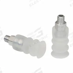 SCHMALZ Vacuum Pad Assembly: Multi-Bellows, 2.5 Folds, M5 Vacuum Port, 13 mm Pad Dia, Clear, 55 A (MPN 10.01.06.00566). Key specifications — attr1019136: 10.01.06.00566; attr1019138: SCHMALZ; attr1019139: 55 A.