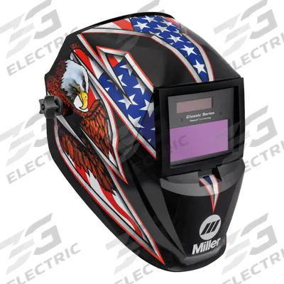 MILLER Welding Helmet: Auto-Darkening, 2 Arc Sensors, Graphics, Liberty - Auto-Darkening Welding Helmets - Graphic