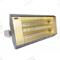FOSTORIA Infrared Quartz Electric Heater: 5000 W Watt Output, 480V AC, 1 Phase, Hardwired, Bronze (MPN P-90-342-TH). Key specifications — Wattage Output: 5000 W; Voltage: 480V AC; Brand: FOSTORIA; Electrical Connection: Hardwired; Element Type: Quartz Lamp; Housing Color: Bronze; Housing Material: Galvanized Steel; Overall Dimensions - L x W x D: 33 in x 15 in x 11 in.