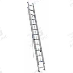 WERNER Extension Ladder: 24 ft Ladder Size, Aluminum, 250 lb Load Capacity, 40 lb Wt, 2 Sections (MPN D1324-2). Key specifications — Color: Silver; Brand: WERNER; Included Features: Rope and Pulley; Removable Fly: Removable.