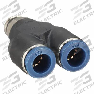 AIGNEP USA Push-Fit Wye Fitting: 3/8 in OD x 3/8 in OD Size - Nylon & Nickel-Plated Brass Tube Fittings
