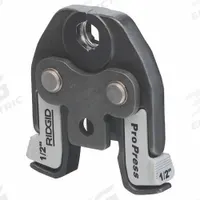 RIDGID Press Tool Jaw: 1/2 in Pipe, Copper, For Viega ProPress, Compact Tool Types (MPN 16958). Key specifications — attr518773: Jaws; attr518762: Copper; attr518771: Copper; attr518761: Viega ProPress; attr518760: RIDGID.