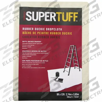 TRIMACO Drop Cloth: Extra Heavy Duty, Rubber, 23 mil Thick, 9 ft Wd, 12 ft Lg, Beige - Leak-Resistant Drop Cloths