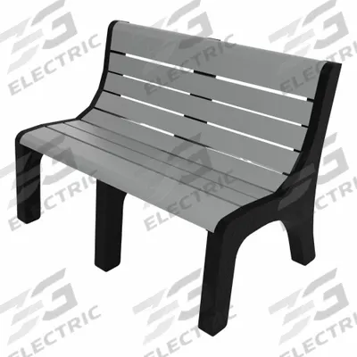 ULTRASITE Outdoor Bench: Newport, 48 in Overall Lg, 33 3/8 in Overall Ht, Gray, Black - Vandal Resistant Resinwood Benches