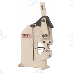 BAILEIGH INDUSTRIAL Hole Punch: Manual, 9 ga Capacity (Steel), 6 1/4 in Throat Dp, Adj Dp Stop (MPN HP-160). Key specifications — attr67947: 9/16 in Round Punch and Die; attr67935: BAILEIGH INDUSTRIAL; attr67940: Yes; attr67948: (9) Sets of Punches and Dies Ranging from 1/8 in to 5/8 in Round.