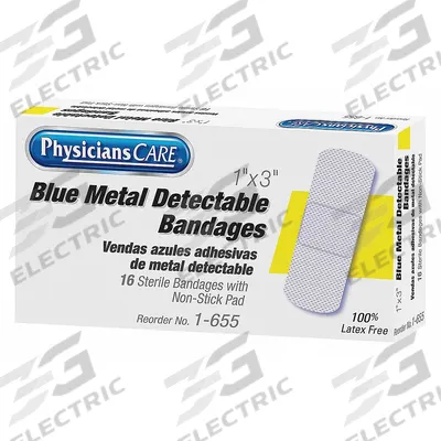 FIRST AID ONLY Adhesive Bandage: Strip Bandages, 1 in Wd, 3 in Lg, Metal Detectable, Fabric - Metal Detectable Strip Bandages