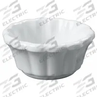 CARLISLE Scalloped Ramekin: 1 oz Capacity, Melamine, NSF Certified, White (MPN 43942GR02). Key specifications — Microwaveable: No; Oven Safe: No; Brand: CARLISLE; Material: Melamine; Color: White; NSF Certified: Yes; Dishwasher Safe: No.
