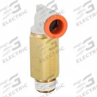 SMC Push-Fit Elbow Fitting: 3/8 in OD x 1/4 in Pipe Size, Push-to-Connect x MNPT, Brass, White (MPN KQ2W11-35AS). Key specifications — Brand: SMC; Thread Size A: 1/4".