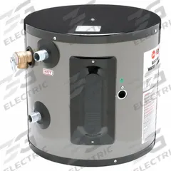 RHEEM Electric Water Heater: 208V, 6 gal, 2,000 W, Single Phase, 15.12 in Ht, 20 gph @ 40°F (MPN EGSP6). Key specifications — Phase: Single; Brand: RHEEM.