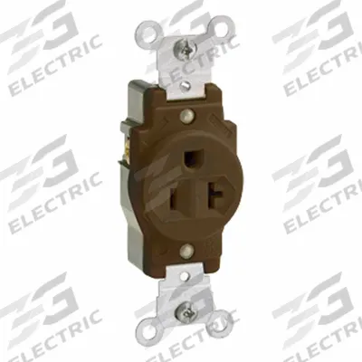 LEVITON Plugs and Receptacles: Single, 5-20, Brown, 125V AC, 20 A, 2 Pole / 3 Wire (MPN 5891) - General Purpose Receptacles
