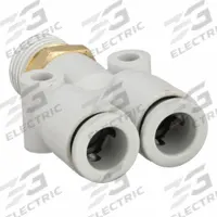 SMC Push-Fit Wye Fitting: 8 mm OD x 8 mm OD x 1/4 in Pipe x 8 mm Pipe Size, Tube x Tube x BSPT x NPT (MPN KQ2U08-02AS). Key specifications — Brand: SMC.