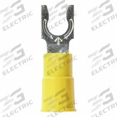 3M Shrink Tubing: Yellow, Vinyl, #10 Stud Size, 12 AWG – 10 AWG Wire Range, Std Fork, 600 V (MPN 58763). Key specifications — Barrel Style: Brazed; Manufacturer Part Number: 58763; Brand: 3M.