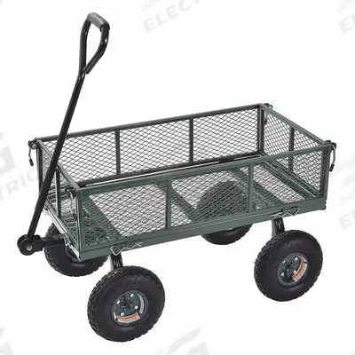 APPROVED VENDOR Wagon Truck: 400 lb Cap, 34 in L x 18 in W x 13 1/2 in H Deck, D-Shaped - Flow-Through High-Volume Side-Panel Metal Deck Trucks