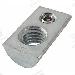 Drop-In T-Nut: M8 Size, 7.3 mm Thread Lg, 40 Series, Zinc-Plated, Steel (MPN 40-1988). Key specifications — Fastener Type: T-Nut; Material: Steel; Finish: Zinc-Plated; T-Slot Fastener Type: T-Nut; Compatible Series: 80/20 40 Series; System of Measurement: Metric; Brand: 80/20; Mounting Type: Roll-In.