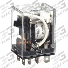 OMRON General Purpose Relay: Socket Mounted, 15 A Current Rating, 24V DC, SPDT, 8 Pins/Terminals (MPN LY1N-DC24). Key specifications — Brand: OMRON; Base Type: Square; Mounting Style: Plug-In; Pin Shape: Flat; Electrical Connection: Quick-Connect; Manufacturer Part Number: LY1N-DC24; Operating Current: 15 A at 110V AC (Resistive Load); Series: LY Series.