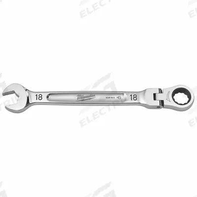 MILWAUKEE Combination Wrench: Chrome Vanadium Steel, Chrome, 18 mm Head Size - Metric 12-Point Ratcheting Combination Wrenches