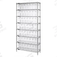 QUANTUM STORAGE SYSTEMS Bin Shelving: 18 in x 36 in x 74 in, 1 Sided, 56 Bins, Open, Shelf Bin (MPN WR8-803CL). Key specifications — Includes Bins: Yes; Bin Material: Polypropylene; Frame Color: Silver; Bin HxWxD: (56) 8 in x 4-3/8 in x 17-7/8 in; Frame Material: Steel; Bin Color: Clear; Bin Style: Shelf; Brand: QUANTUM STORAGE SYSTEMS.