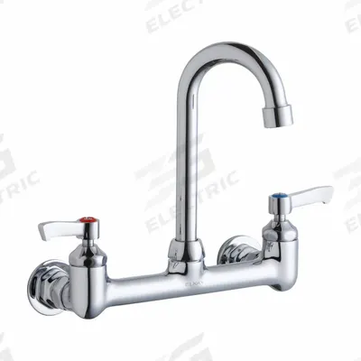 ELKAY Handle-Operated Faucet: Wall, Centerset, Brass, Chrome Plated, 1.5 gpm Flow Rate - Centerset Utility Faucets