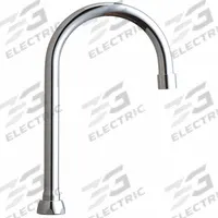 CHICAGO FAUCETS Spout: Spout, Gooseneck, Swivel Spout, Brass, Polished Chrome, Laminar, UNEF (MPN GN2BJKABCP). Key specifications — Includes: Mounting Hardware; Product Type: Spout; Spout Style: Swivel; Body Material: Brass; Color/Finish: Polished Chrome; Brand: CHICAGO FAUCETS.