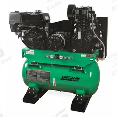 SPEEDAIRE Stationary Air Compressor/Generator: 2 Stage, 13 hp Engine, Honda, 15.7 cfm, Horizontal (MPN AG2-SH13-30GE). Key specifications — attr50933: Honda; attr86530: Electric; attr50934: SPEEDAIRE.