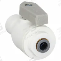 PARKER Manual Two-Way Ball Valve: 3/8 in, Polypropylene, Straight, Push x Push, One-Piece, Lever (MPN LFPP6MVUC6M). Key specifications — Brand: PARKER; Handle: Lever.