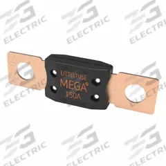 LITTELFUSE Automotive Fuse: MEGA+® 298 Series, Two-Hole, Bolt-On, Time-Delay, 150 A, 32 V DC (MPN 0298150.TXN). Key specifications — Brand: LITTELFUSE; Series: MEGA+® 298.