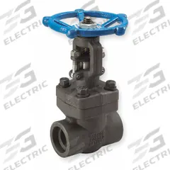 SHARPE Gate Valve: 1/2 in, Forged Steel, Rising, Socket x Socket, 1,975 psi CWP, Wheel, Solid Wedge (MPN 4371003420). Key specifications — Wedge Material: 410 Stainless Steel; Brand: SHARPE; Bonnet Material: Forged Steel.