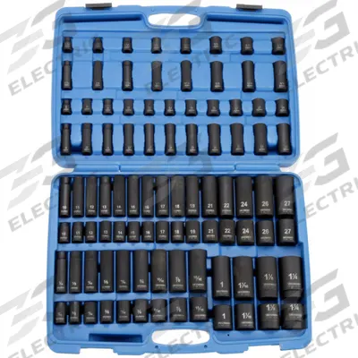 WESTWARD Impact Socket Set: 3/8 in, 1/2 in Drive Size, 94 Pieces, (47) 6-Point - SAE & Metric Impact Socket Sets