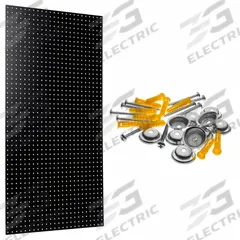 TRITON PRODUCTS Wall Ready Black Pegboards: Round, 1/4 in Peg Hole Size, 42 in x 24 in x 1/4 in (MPN PEG2-BLK). Key specifications — Material: High-Density Fiberboard; Finish: Painted; Peg Hole Shape: Round; Includes: Mounting Hardware; Color: Black; Brand: TRITON PRODUCTS.