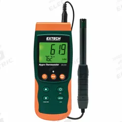 EXTECH Temperature Humidity Meter: Cabled, Ambient Temp/Dew Point/Relative Humidity/Wet Bulb Temp (MPN SDL500). Key specifications — Brand: EXTECH; Calibration Certificate: Not Included.
