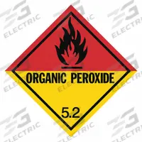 APPROVED VENDOR DOT Container Label: Organic Peroxide, 4 in x 4 in, 4 in Label Ht, Paper, 100 PK (MPN 8V061). Key specifications — Brand: APPROVED VENDOR; Message: Organic Peroxide.