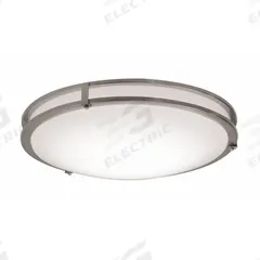 LED Flush Mount: 14 in Dia, Satin Nickel, 5 in Ht, 2,400 lm, 3000K/3500K/4000K, 27 W, 120V AC, Steel (MPN CAF14L5AJUDSN-BB). Key specifications — attr1262585: 120V AC; attr1262581: AFX INC.; attr1262597: Integrated LED; attr1262602: Yes; attr1262616: 3500K; attr1262619: Satin Nickel.