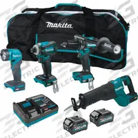 MAKITA Cordless Tool Combination Kit: 4 Tools, 40 V DC Volt, Battery Included, XGT®, XGT®, 373WA9) (MPN GT401M1D1). Key specifications — attr1176460: Flashlight.