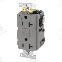 LEVITON Modular Receptacle: Hospital Grade Fed. Spec., Decorator Duplex, 5-20R, Gray, GFCI, 125V AC (MPN MGFN2-HGG)