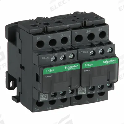 SCHNEIDER Magnetic Contactor: Reversing, 3 Poles, 3NO Contacts, 32 A - Reversing IEC Contactors