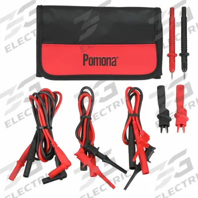 POMONA Test Lead Kit: CAT II 300V/CAT III 1000V, Alligator Clip/Std Probe/Test Clip - Test Lead Kits