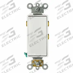 LEVITON Wall Switch: Rocker Switch, Single Pole/Double Throw, Maintained, White, 120/277V AC, 15 A (MPN 5685-2W). Key specifications — Illuminated: No; Voltage Rating: 120/277V AC.