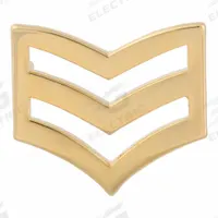 HEROS PRIDE Metal Rank Insignia: SGT. Chevron, 3/4 in, Gold, Metal, Clutch Pin, Rank Insignia, 1 PR (MPN 4407MG). Key specifications — attr1074238: Clutch Pin; attr188498: 3/4 in; attr188499: Gold; attr188500: Metal; attr188503: SGT. Chevron; attr193746: HEROS PRIDE.